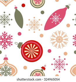 Christmas decorations. Vector set of snowflakes. New Year background seamless pattern