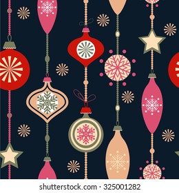 Christmas decorations. Vector set of snowflakes. New Year background seamless pattern