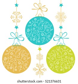 Christmas decorations. Vector set of snowflakes. New Year background