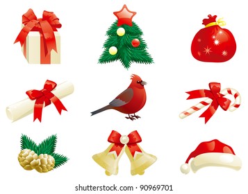 Christmas decorations. Vector set of some vector christmas decorations for holiday's icons