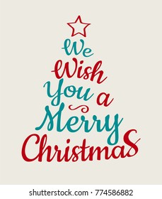 Christmas decorations with wishes - vintage greeting card. Vector.