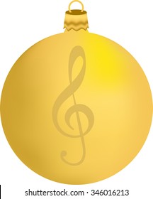 Christmas decorations yellow, treble clef vector
