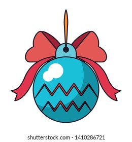 Christmas decorative ball with bow vector illustration graphic design