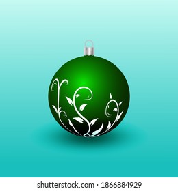 Christmas decorative ball on a light blue background.
