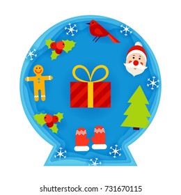 Christmas Decorative Ball Papercut. Vector Illustration. Happy New Year Holiday.