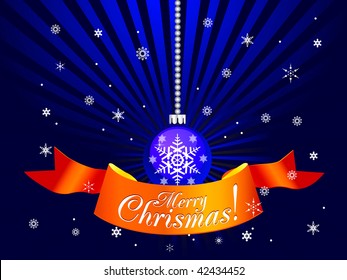 Christmas decorative ball with ribbon. Vector