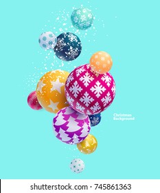 Christmas decorative balls. New year background.