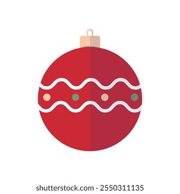 Christmas decorative bauble with polka dots. Modern geometric Christmas flat design. Holiday theme clip art.