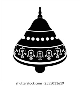 Christmas decorative bell illustration black and white clipart