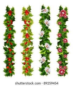 Christmas decorative belts made of holly and flowers