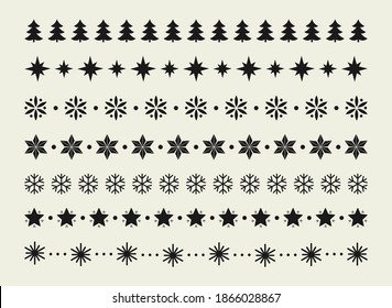 Elementos de diseño de los bordes decorativos de Navidad. Ilustración vectorial.