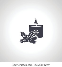 Christmas decorative candle isolated icon on white background