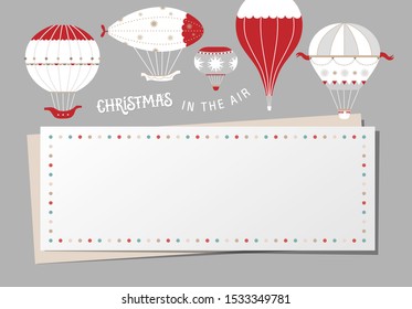 Christmas decorative card, border, frame with Christmas festive decoration. Winter holiday banner, poster, invitation, greeting card vector design element