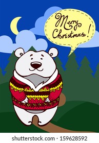 Christmas decorative cartoon bear in a sweater