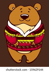 Christmas decorative cartoon bear in a sweater
