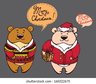 Christmas decorative cartoon bears in a sweater