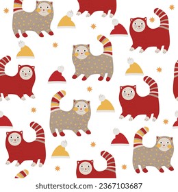 Patrón ininterrumpido de gatos decorativos de Navidad