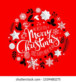 Christmas decorative composition. We wish you a Merry Christmas and Happy New Year