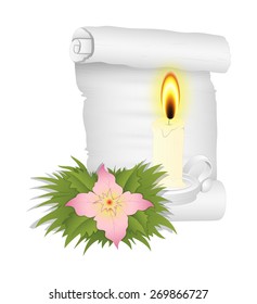 Christmas Decorative Element Candle and Flower Vector