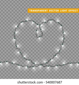 Christmas decorative garland in the shape of a heart. Holiday decor realistic design. vector illustration