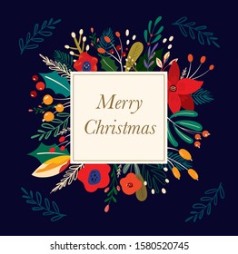 Christmas decorative greeting illustration in vintage style
