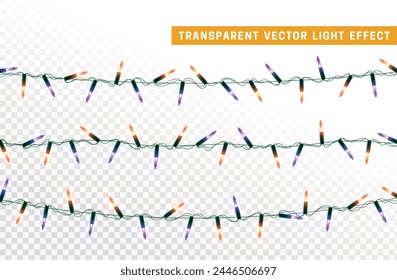 Christmas decorative light garlands. New Year's decor. Realistic Xmas holiday decoration. vector illustration
