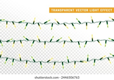 Christmas decorative light garlands. New Year's decor. Realistic Xmas holiday decoration. vector illustration