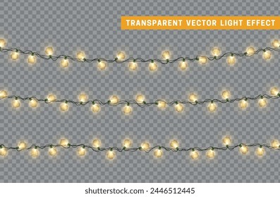 Christmas decorative light garlands. New Year's decor. Realistic Xmas holiday decoration. vector illustration