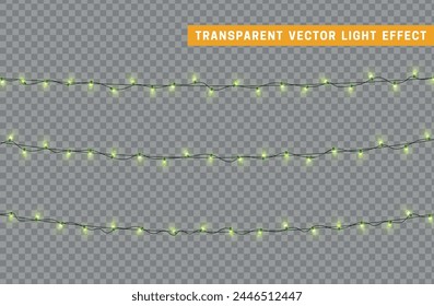 Christmas decorative light garlands. New Year's decor. Realistic Xmas holiday decoration. vector illustration