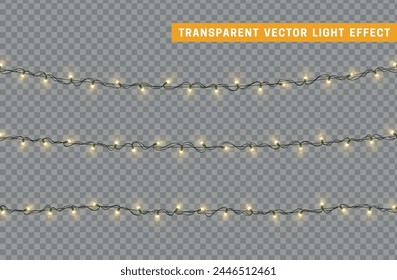Christmas decorative light garlands. New Year's decor. Realistic Xmas holiday decoration. vector illustration