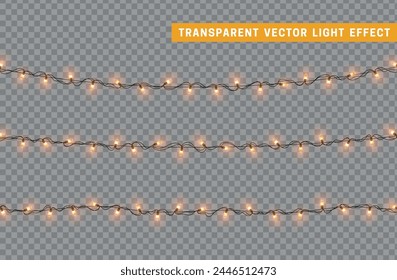 Christmas decorative light garlands. New Year's decor. Realistic Xmas holiday decoration. vector illustration