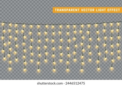 Christmas decorative light garlands. New Year's decor. Realistic Xmas holiday decoration. vector illustration