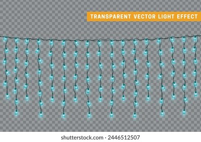 Christmas decorative light garlands. New Year's decor. Realistic Xmas holiday decoration. vector illustration