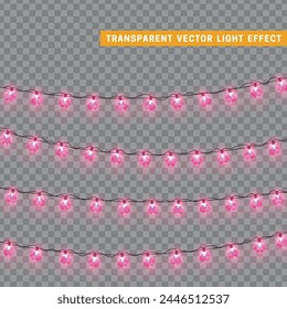 Christmas decorative light garlands. New Year's decor. Realistic Xmas holiday decoration. vector illustration