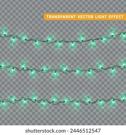 Christmas decorative light garlands. New Year's decor. Realistic Xmas holiday decoration. vector illustration
