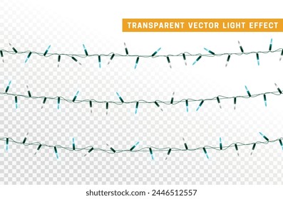 Christmas decorative light garlands. New Year's decor. Realistic Xmas holiday decoration. vector illustration