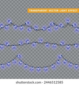 Christmas decorative light garlands. New Year's decor. Realistic Xmas holiday decoration. vector illustration