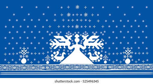 Christmas decorative panels based on Russian folk art