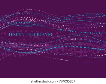 Christmas decorative snow wave on violet background color. Vector illustration with new year balls for xmas card, invitation, surface design. geometry flat composition