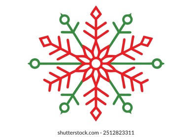 Christmas decorative snowflakes vector line art, clipart illustration with isolated on white background