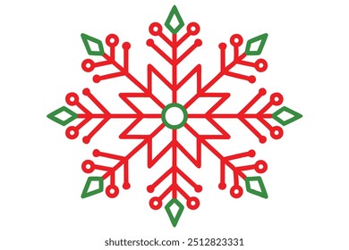 Christmas decorative snowflakes vector line art, clipart illustration with isolated on white background
