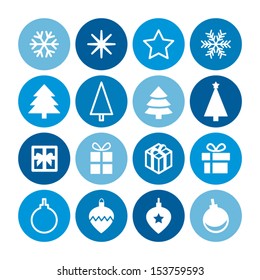 Christmas decorative symbols set. Flat vector seasonal icons for your design.