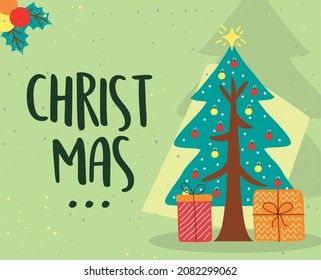 christmas decorative tree and gifts