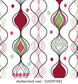 Christmas decorative vertical repeat pattern, vector surface pattern design