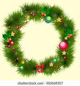 Christmas decorative wreath from fir tree branches
