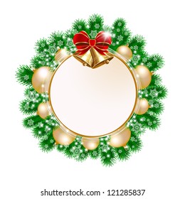 Christmas decorative wreath on white background. Vector illustration