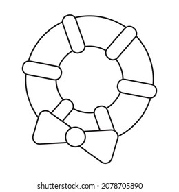 Christmas decorative wreath Vector. Black and white. White background. Line drawing. 