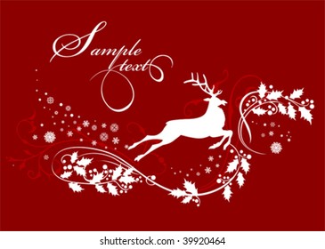 Christmas deer. All elements and textures are individual objects. Vector illustration scale to any size.