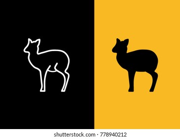 Christmas deer animal decoration. Christmas deer vector illustration. silhouette of deer head. Vector flat Christmas icon isolated on background. Greeting card template with silhoutte.