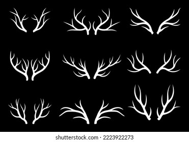 Christmas Deer Antlers Set vector illustration